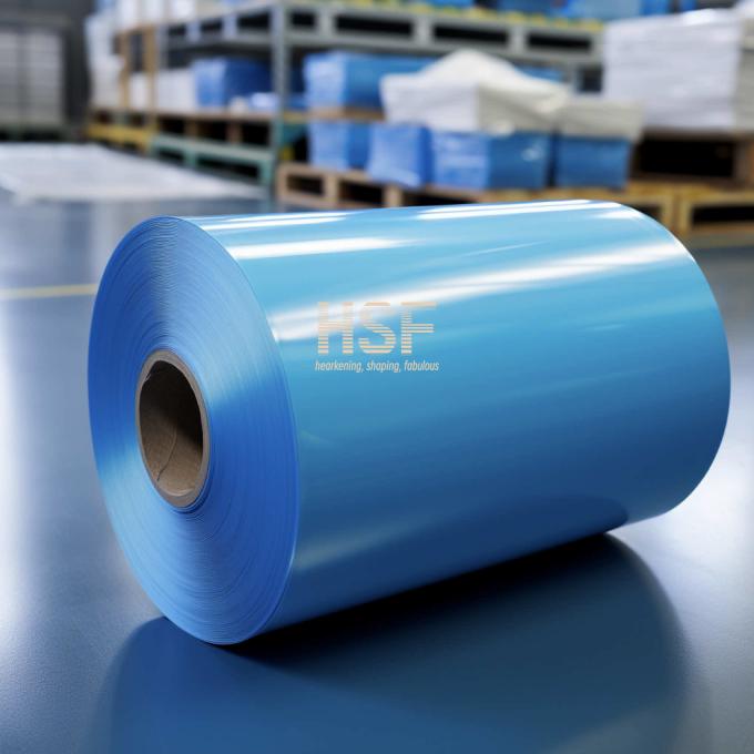 Close-up view of Opaque Blue 80Î¼m HDPE Film demonstrating thickness and opacity